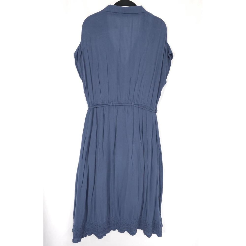 SUNDANCE Women's Midi Dress MEDIUM Embroidered Tie Waist 100% Cotton - Picture 6 of 9